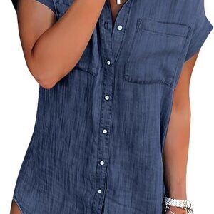 Blue Button-Up Chambray Dress